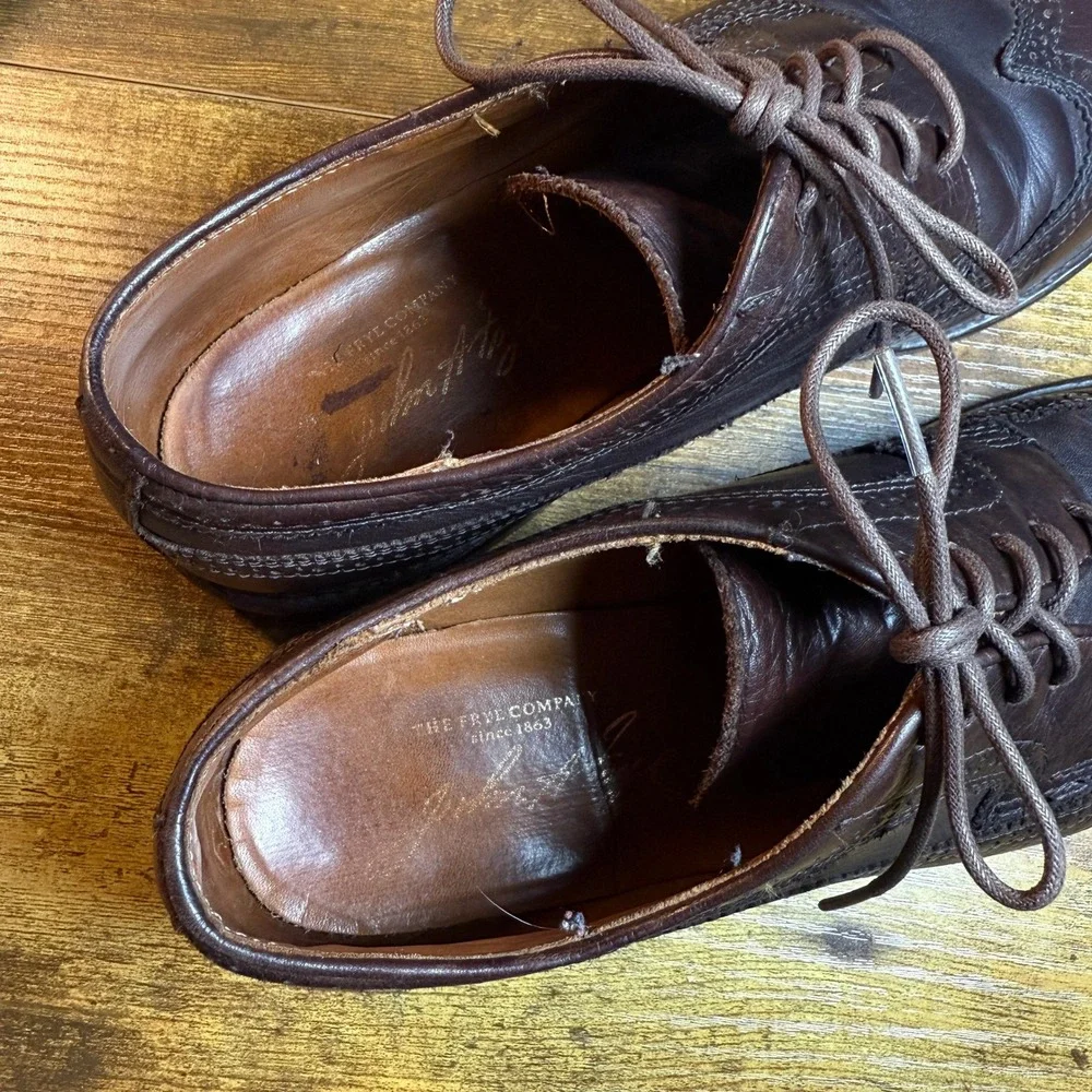 Frye James Wingtip 84614 Brown Leather Oxford Mens 10.5‎ D